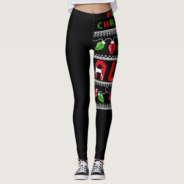 Merry Christmas Aunt Light Ugly Christmas Leggings (Framsida)