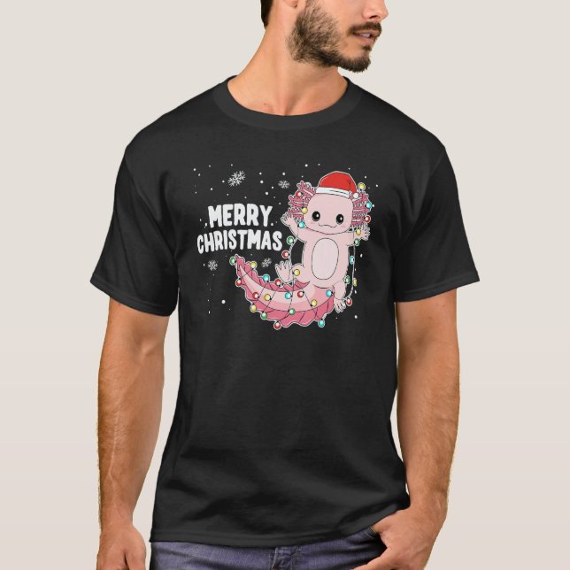 Merry Christmas Axolotl Xmas Lights Salamander  1 T Shirt (Framsida)