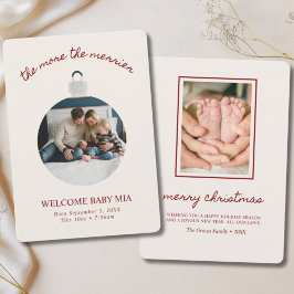 Merry Christmas Baby-annonsering 2-foto-kort Julkort