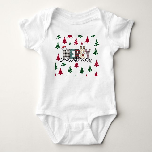 “MERRY Christmas” Baby Bodysuit  T Shirt (Framsida)