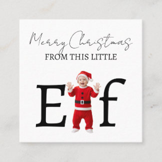 Merry Christmas Baby Elf Holiday Greeting Card Fyrkantigt Visitkort