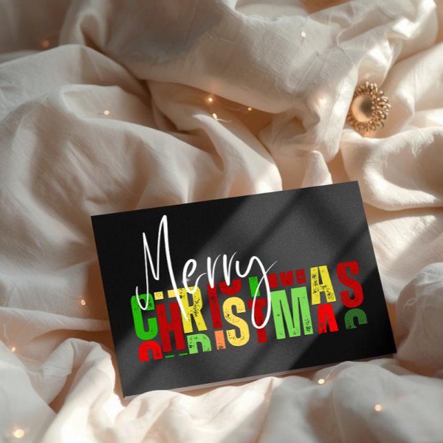 Merry christmas balck colorful Flat Card (Skapare uppladdad)