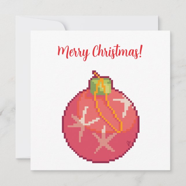 Merry Christmas Ball, Pixelart, Pixel Art  Kort (Framsida)