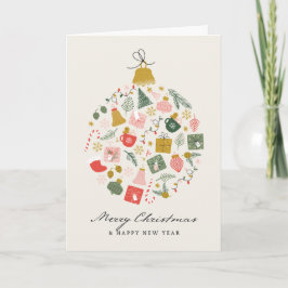 Merry Christmas bauble made up of gifts & presents Kort