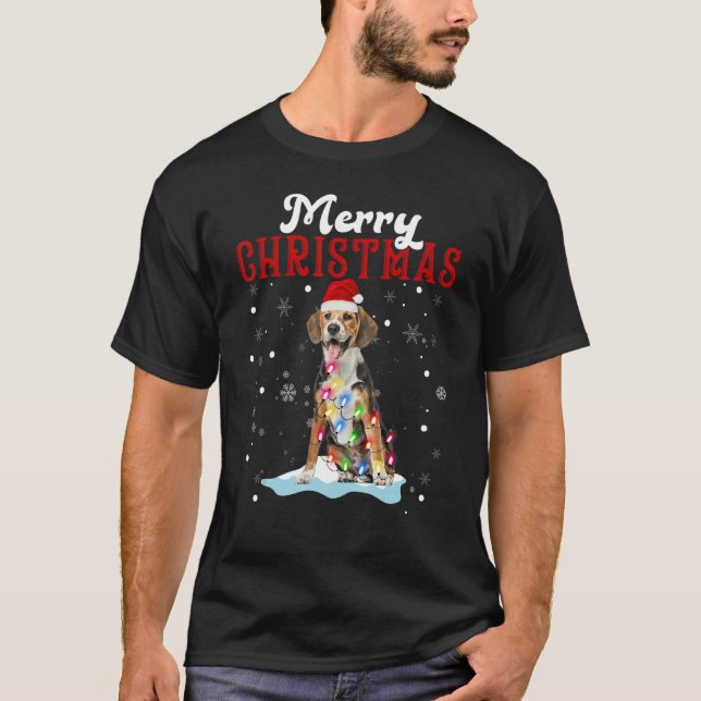 Merry Christmas Beagle Tree Lights Beagle Christma T Shirt (Framsida)