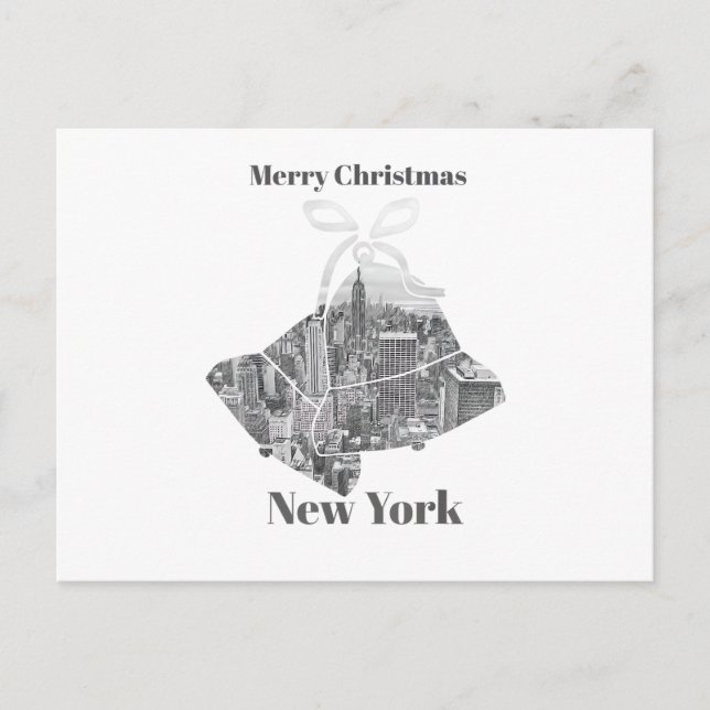 Merry Christmas Bell New York Helg Vykort (Framsida)