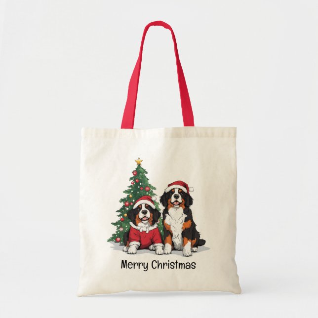 Merry Christmas Bernese Mountain Dogs Tygkasse (Framsidan)