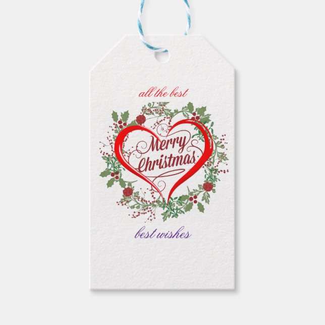 Merry christmas best  wishes  presentetikett (Framsidan)