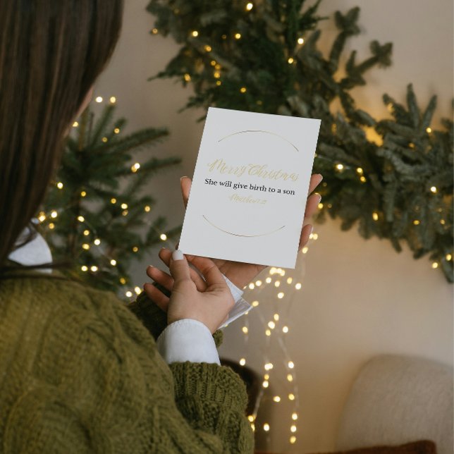 Merry Christmas Bible Verse Mini Card – Matt. 1:21 Julkort (Skapare uppladdad)