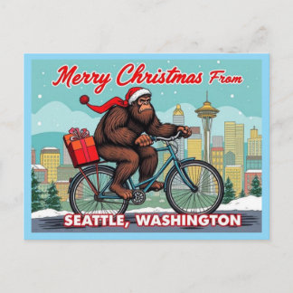 Merry Christmas Bigfoot From Seattle Washington Helg Vykort