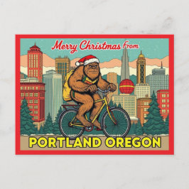 Merry Christmas Bigfoot Portland Oregon Helg Vykort