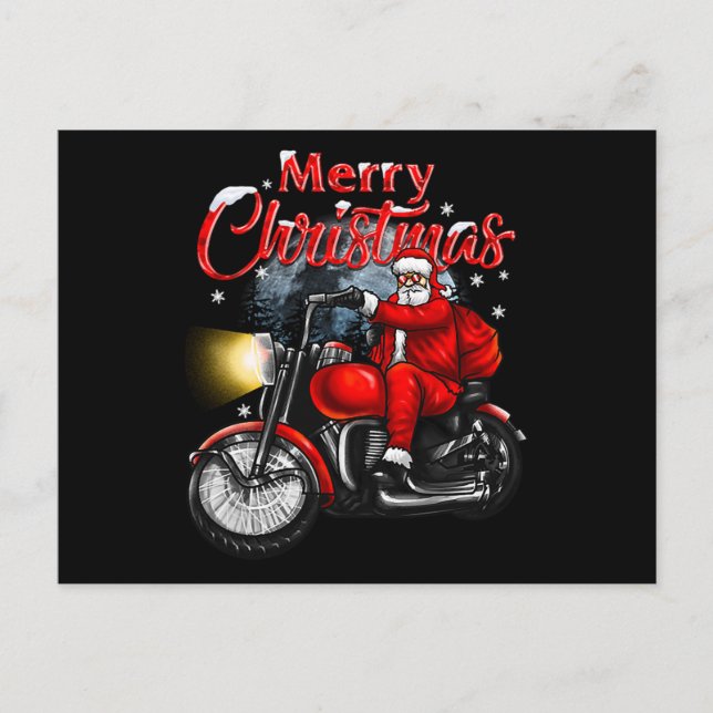 Merry Christmas Biker Santa Meddelande Vykort (Framsida)