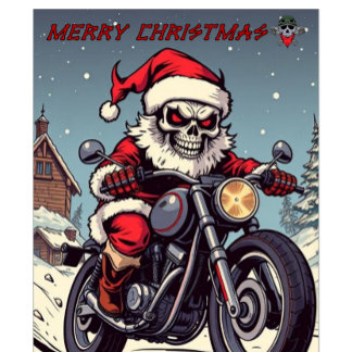 Merry Christmas Biker Skeleton Santa T Shirt