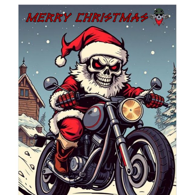 Merry Christmas Biker Skeleton Santa T Shirt (Skapare uppladdad)