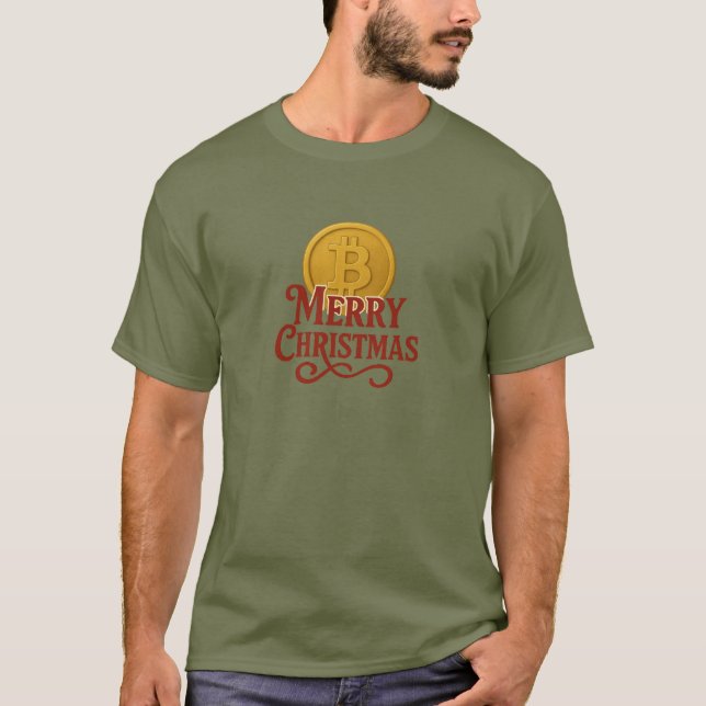 Merry Christmas Bitcoin Trader T Shirt (Framsida)