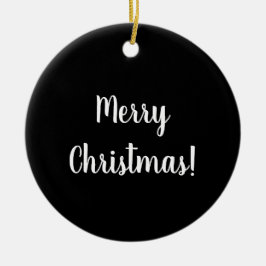 Merry Christmas Black and White Typography Julgransprydnad Keramik