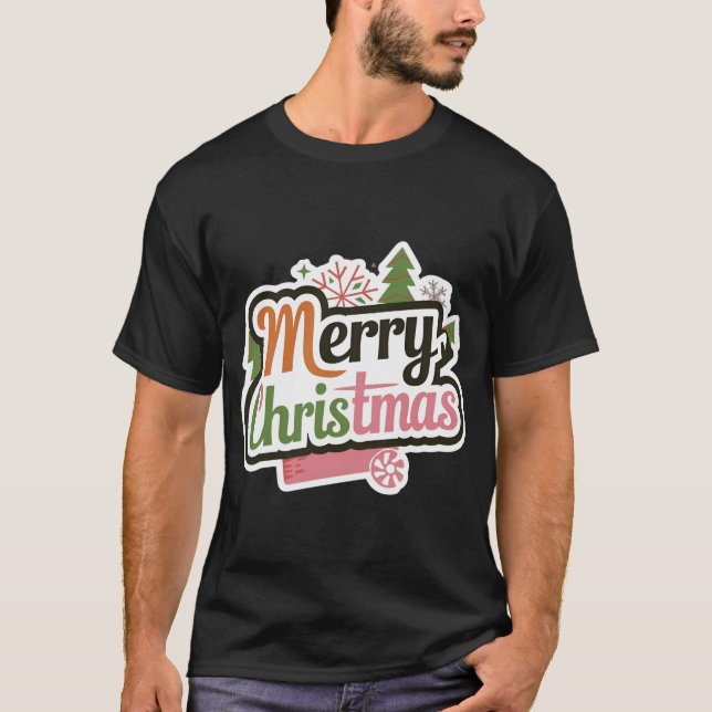 Merry Christmas Black T-Shirt for Men: New Model (Framsida)