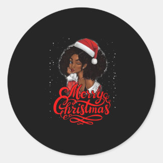 Merry Christmas Black Woman Santa Hat Funny Xmas P Runt Klistermärke