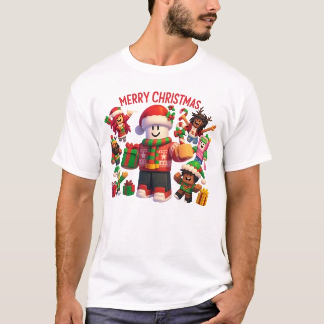  Merry Christmas Block Friends Holiday Tee (Framsida)