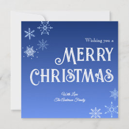 Merry Christmas Blue Modern Snowflake Holiday Card Julkort
