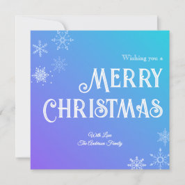 Merry Christmas Blue Purple Modern Snowflake Julkort