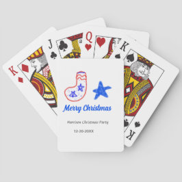 Merry Christmas blue star red stockings name date  Casinokort