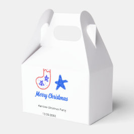 Merry Christmas blue star red stockings name date  Presentaskar