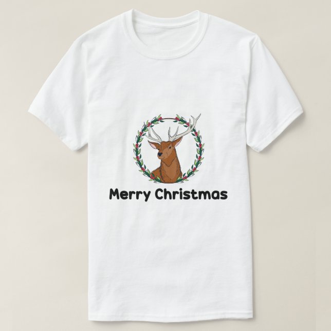 Merry Christmas & Boho Deer Seasonal T Shirt (Design framsida)
