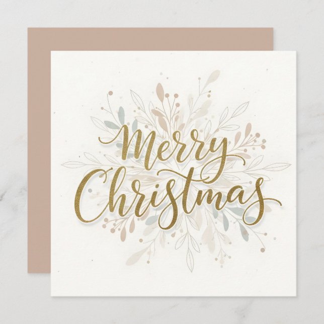 Merry Christmas Boho Script Julkort (Fram/baksida)