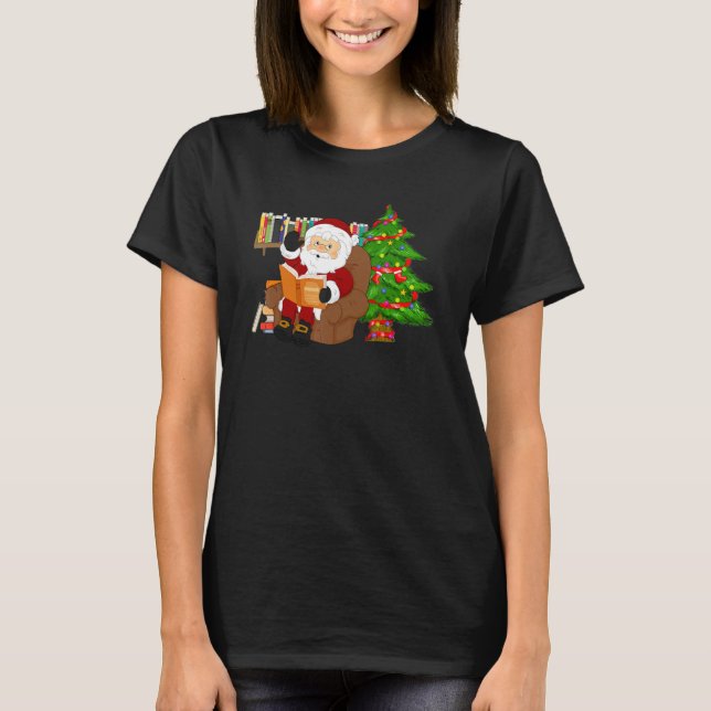 Merry Christmas Book Reading Santa Claus Xmas Book T Shirt (Framsida)