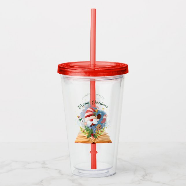 Merry Christmas Booklovers Santa Fun Festive Take Away Mugg (Framsida)