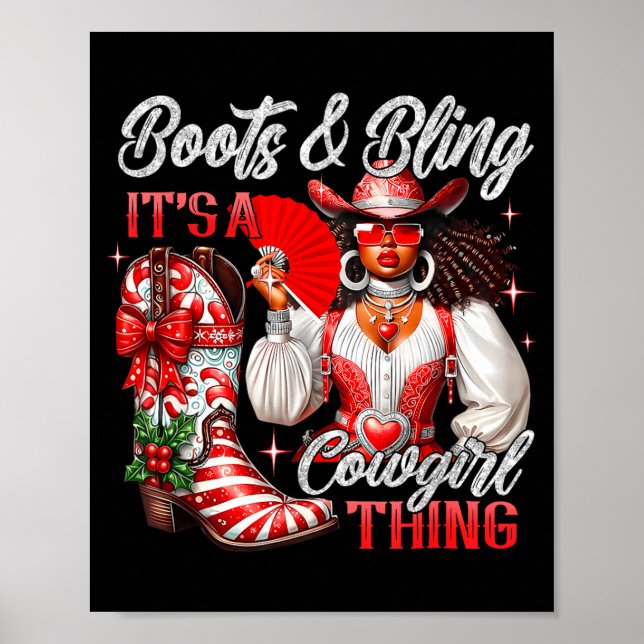 Merry Christmas Boots &amp; Bling Its A Cowgirl Th Poster (Framsidan)