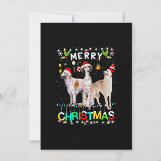 Merry Christmas Borzoi Shirt Santa Hat Lights Xmas Inbjudningar