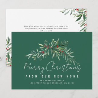 Merry Christmas botanical moving announcement card Julkort