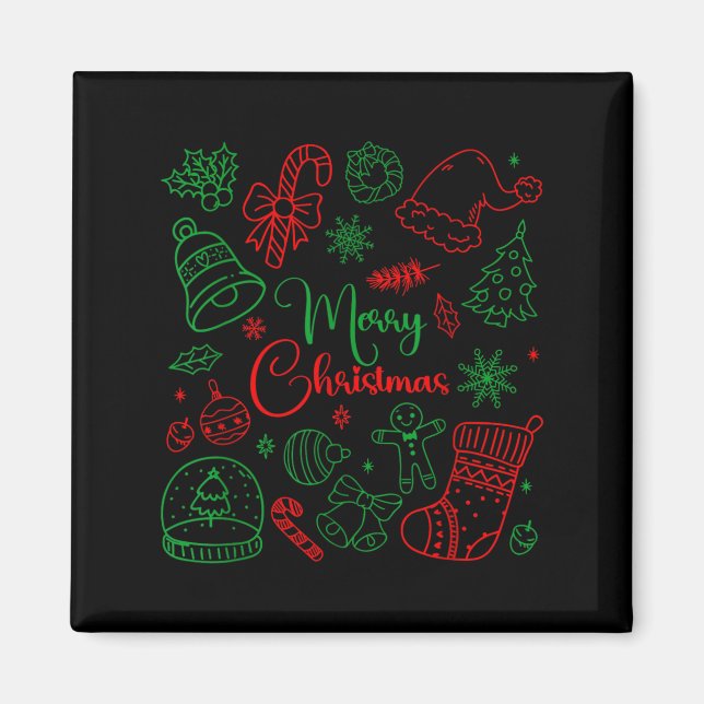 Merry Christmas Bow Santa Xmas Coquette Aesthetic  Magnet (Framsidan)