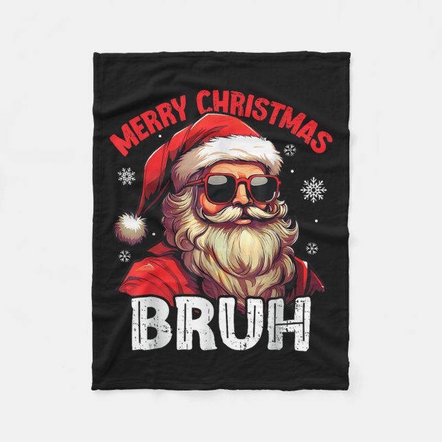 Merry Christmas Bruh Funny Santa Claus Retro Men W Fleecefilt (Framsidan)