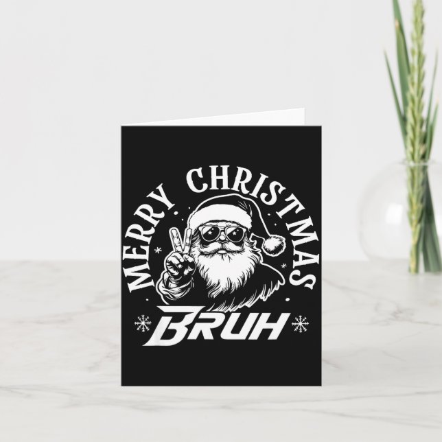 Merry Christmas Bruh Funny Santa Claus Retro Men W Kort (Framsida)