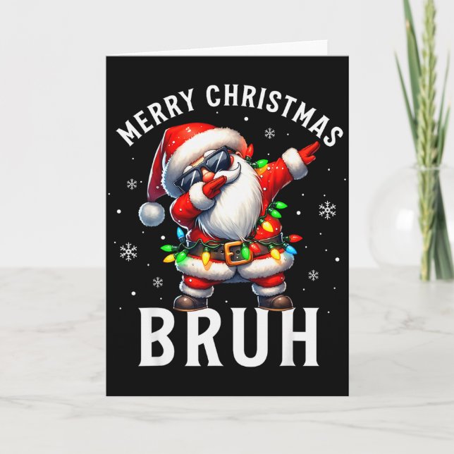 Merry Christmas Bruh Funny Santa Claus Retro Men W Kort (Framsida)