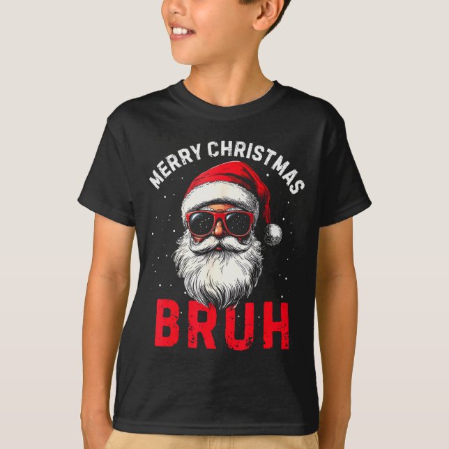 Merry Christmas Bruh Funny Santa Claus Retro Men W T Shirt (Framsida)