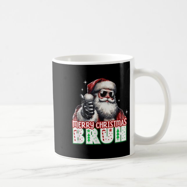 Merry Christmas Bruh Thumbs Up Chill Santa Claus F Kaffemugg (Höger)