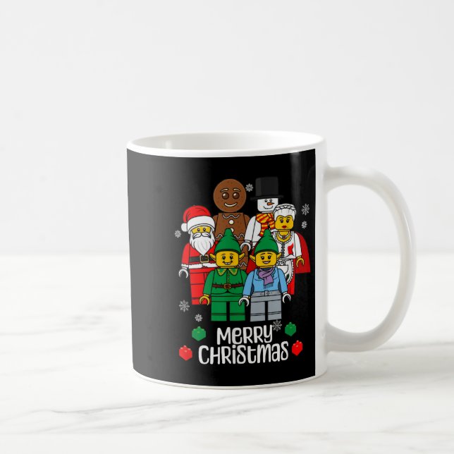 Merry Christmas Building Bricks Santa Elf Snowman  Kaffemugg (Höger)