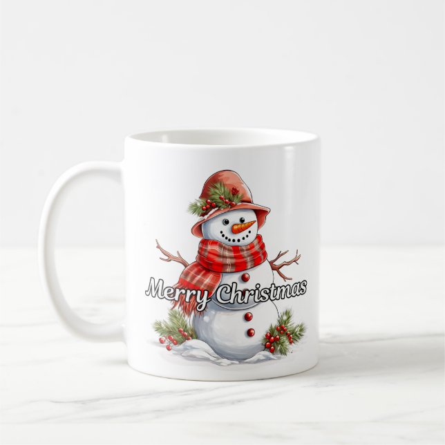Merry Christmas Bundled-up Little Snowman Kaffemugg (Vänster)