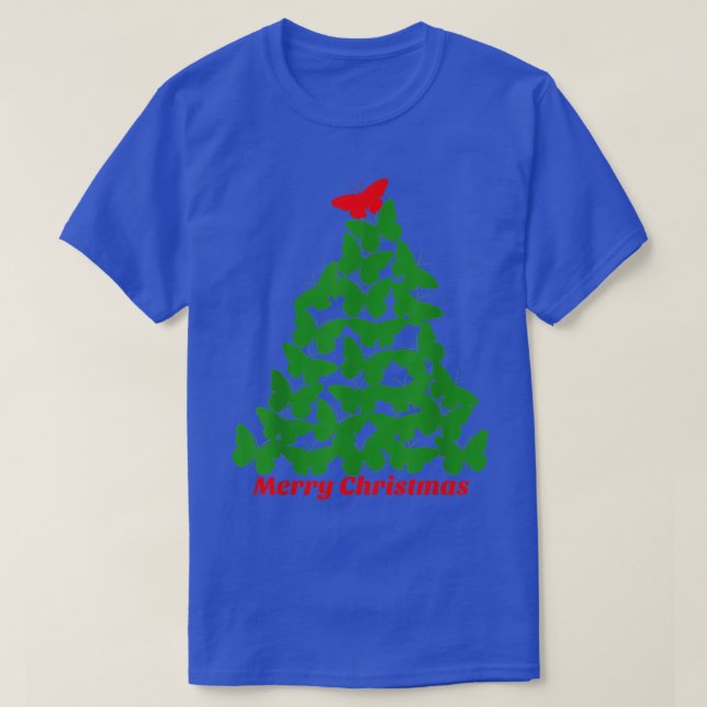 Merry Christmas Butterfly Tree   Short Sleeve  T Shirt (Design framsida)