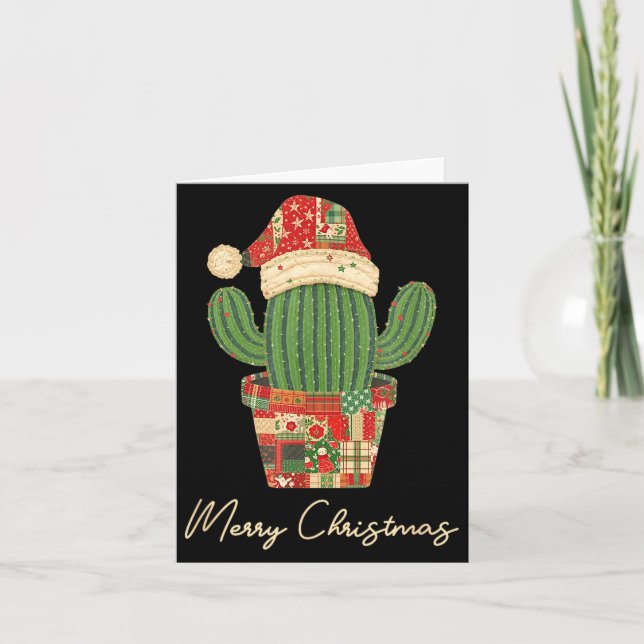 Merry Christmas Cactus Patchwork Quilt  Kort (Framsida)