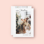 Merry Christmas Calligraphy Photo Holiday Card Julkort<br><div class="desc">Minimalist Christmas card.</div>
