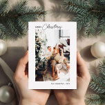 Merry Christmas Calligraphy Photo Holiday Card Julkort<br><div class="desc">Minimalist Christmas card.</div>