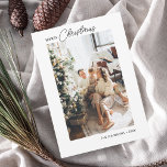 Merry Christmas Calligraphy Photo Holiday Card Julkort<br><div class="desc">Minimalist Christmas card.</div>