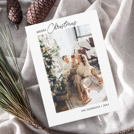 Merry Christmas Calligraphy Photo Holiday Card Julkort