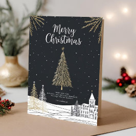 Merry Christmas Calligraphy Scrip Folded Helgkort