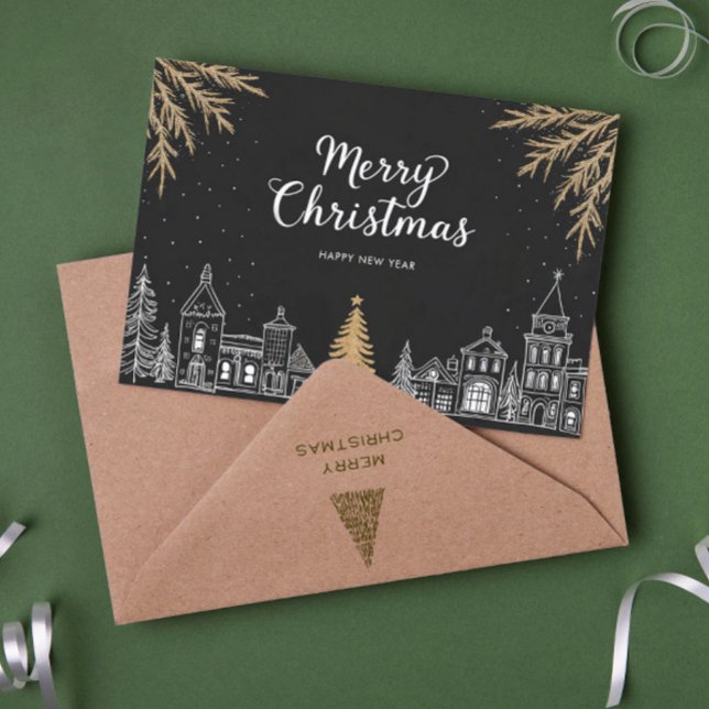 Merry Christmas Calligraphy Scrip Holiday Card Julkort (Skapare uppladdad)